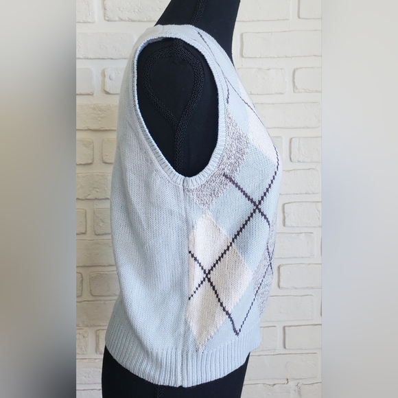 Sincerely Jules Argyle Checkered Cropped Knit Sweater Vest Size Medium NWT - Picture 6 of 10